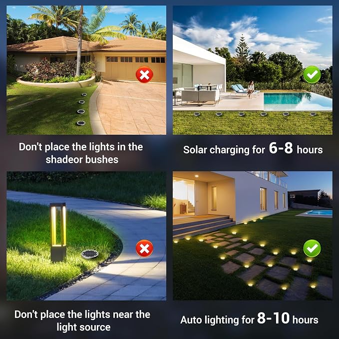 Peasur Solar Ground Lights Outdoor, 2 Pack Flat Solar Powered Disc Lights - Image 7