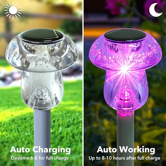 Solar Lights Outdoor, 16 Pack Mushroom Lights Outside Waterproof, Solar Powered - Image 4