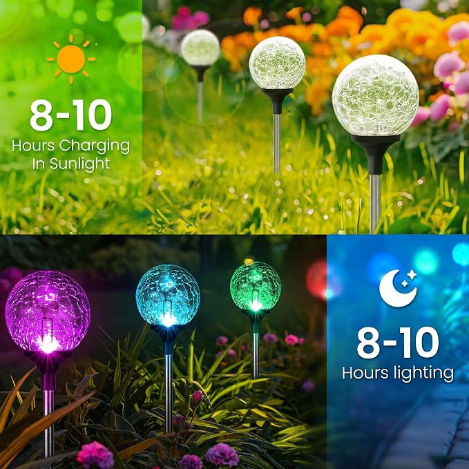 GIGALUMI Solar Garden Lights 3 Pack, Solar Lights Outdoor Decorative Waterproof - Image 5