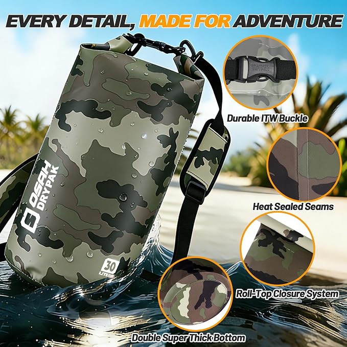 Waterproof Dry Bag, 5L/10L/20L/30L/40L Roll Top Lightweight Storage Backpack - Image 3