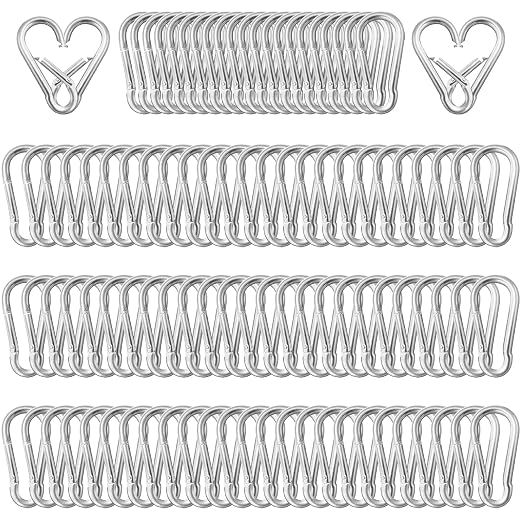 100 Pack 1.57" Heavy Duty Carabiner Clips, M4 Sliver Galvanized Steel Spring by SEUNGCH