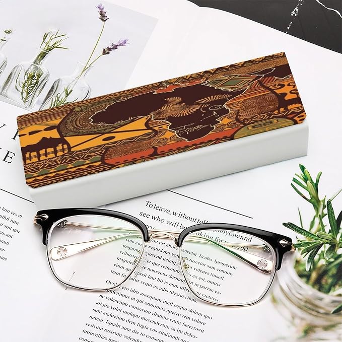 African Map Ethnic Pattern Eyeglass Case Spectacle Case Slim PU Leather - Image 6