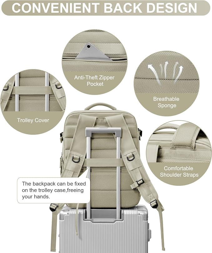 WONHOX Large Travel Backpack Carry on Flight Approved Laptop Work Business - Image 5