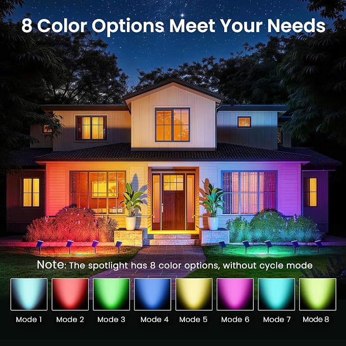 Color Changing Solar Spot Lights Outdoor Waterproof IP65, 9 Lighting Modes - Image 2
