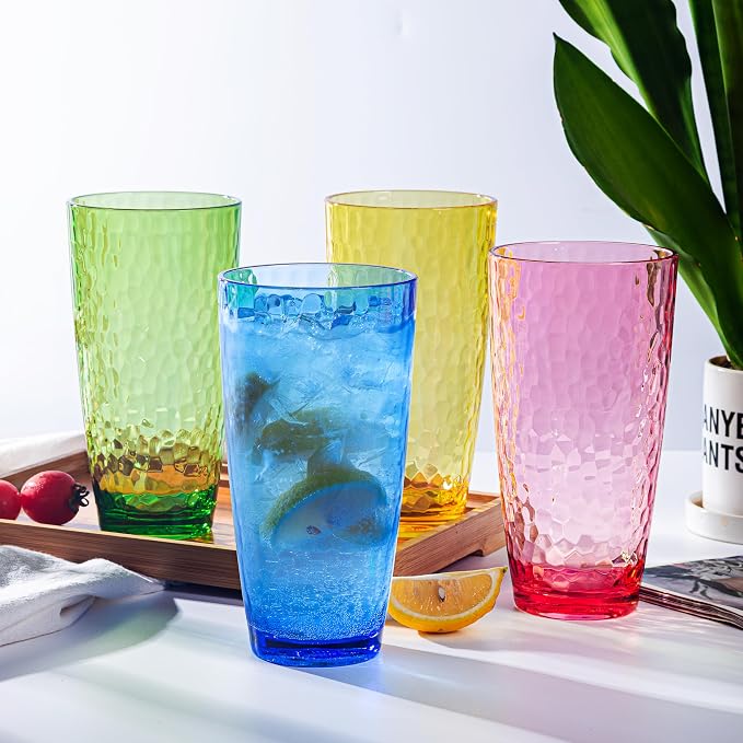KOXIN-KARLU Hammered 26-ounce Plastic Tumbler Acrylic Glasses Drinking Cups - Image 4