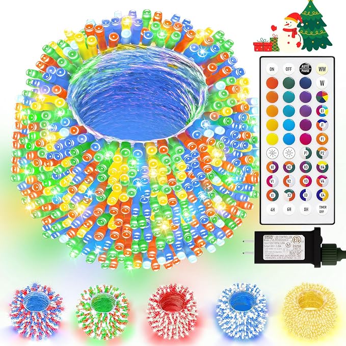 LitHome 164Ft 500 LED Color Changing Christmas String Lights, 35 Colors 9 Modes by LitHome