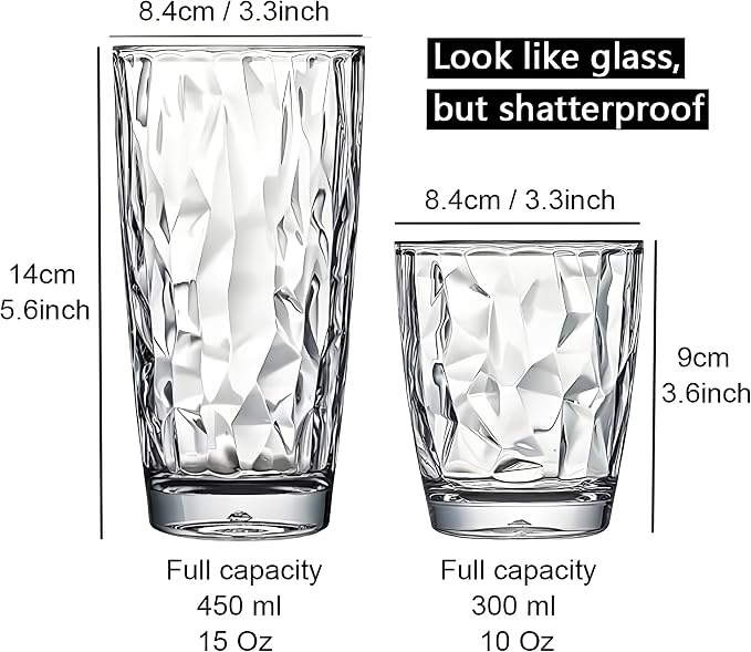 10 Oz Unbreakable Tritan Drinking Glasses Shatterproof Acrylic Glasses - Image 3