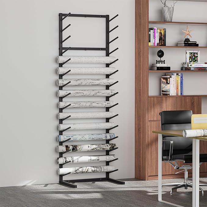 GIOTORENT Wall Mount Blueprint Storage Rack, 15-Tier Heavy Duty Blueprint Holder - Image 6