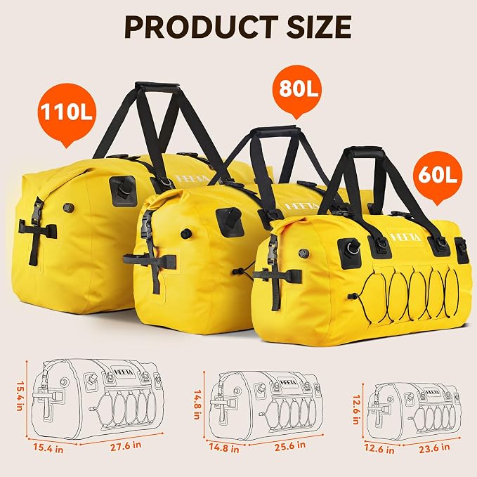 HEETA Waterproof Duffel Bag Motorcycle Dry Bag Backpack, 60L/80L Extra Large - Image 5