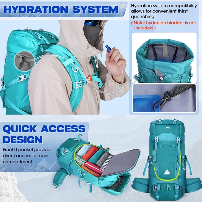 IGOLUMON 60L Hiking Backpack Waterproof Camping Backpack - Image 6
