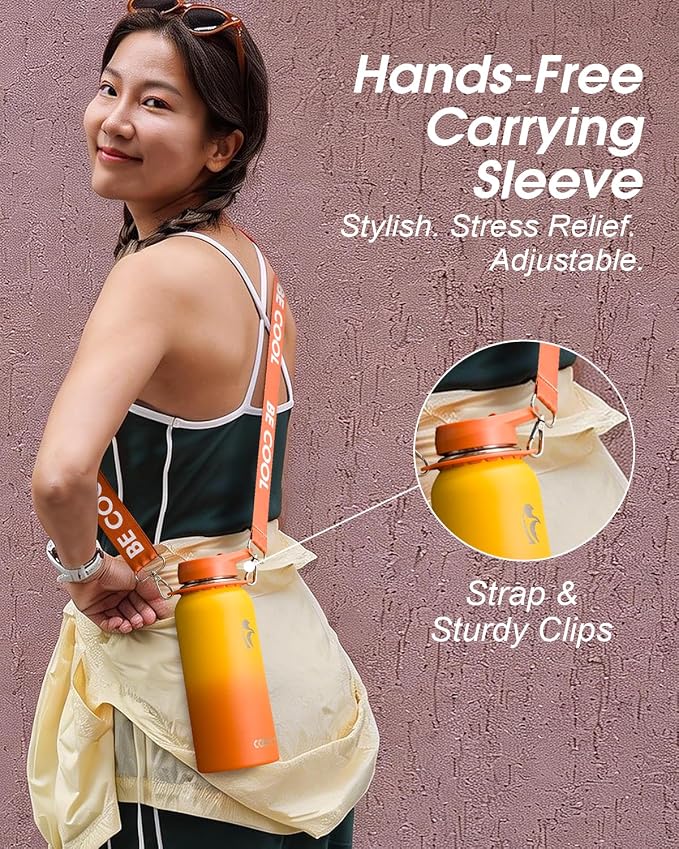 Coolflask Water Bottle with Straw, 32 oz Insulated Metal Water Flask with Straw - Image 6