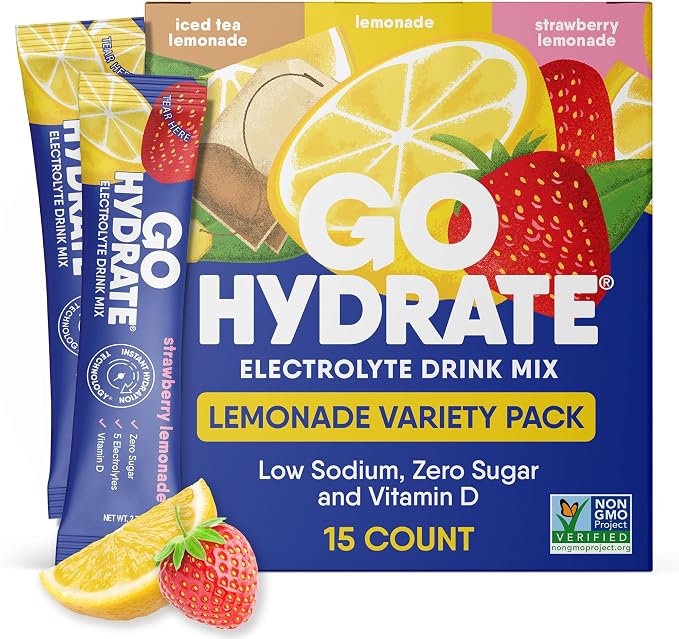 GoHydrate Low Sodium Electrolytes Powder Packets Sugar Free by GoHydrate