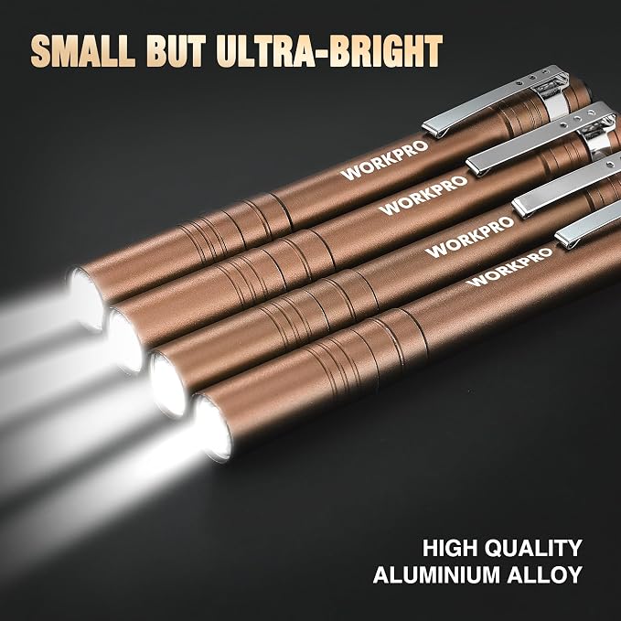 WORKPRO LED Pen Light, Aluminum Pen Flashlights, Pocket Flashlight - Image 3