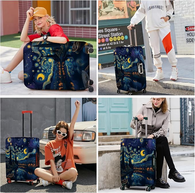 ANNA QUEEN Starry Night Art Luggage Cover, Van Gogh Inspired Suitcase Protector - Image 7
