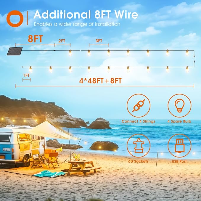 addlon 200FT Solar String Lights Outdoor Waterproof - Image 6