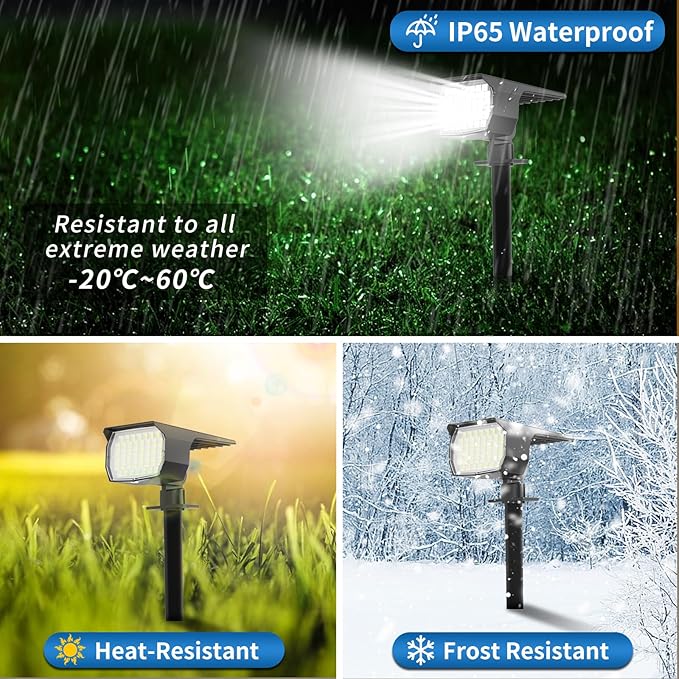 WENATY Solar Spot Lights Outdoor Waterproof IP65, 12 Pack Landscape Spotlights - Image 4