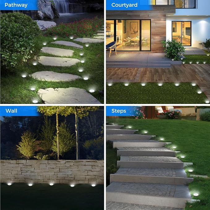 Peasur Mini Solar Ground Lights, 18 Pack Flat Solar Disc Lights Outdoor - Image 5