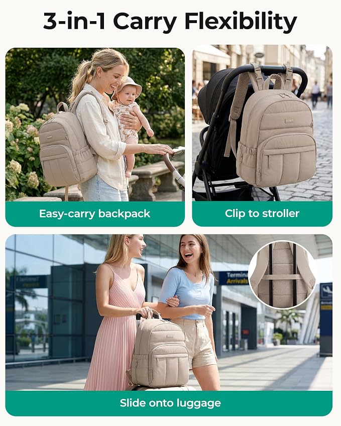 BAGSMART Diaper Bag Backpack, Lightweight Stroller-Friendly Diaper Bag - Image 4