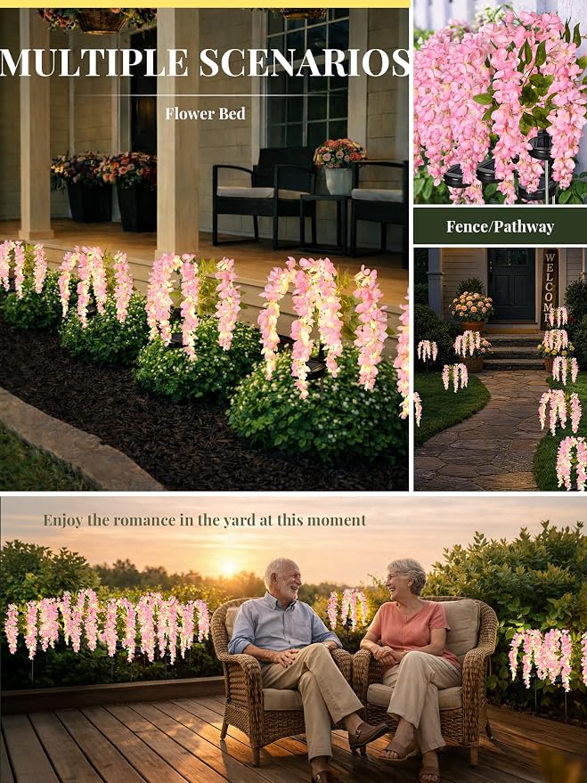 GIGALUMI Solar Lights Outdoor for Garden Decor, 3 Pack Solar Flower Lights - Image 6