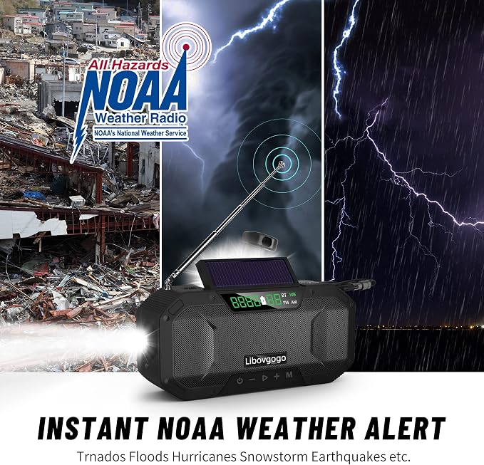 Emergency Radio Waterproof Bluetooth Speaker, Portable AM FM Radio - Image 2