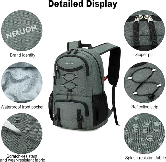 Nerlion Lightweight Foldable 35L Hiking Backpack Travel Backpack - Image 6