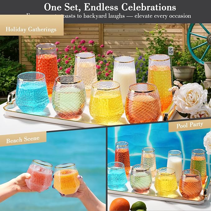 48 Pack Plastic Wine Glasses – 24 x 9oz Stemless Champagne Flutes & 24 x 12oz - Image 7