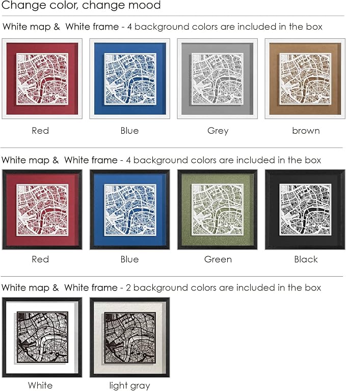 O3 Design Studio Washington D.C. Cut Map Framed, 9x9 inches, Paper Cutting Art - Image 4