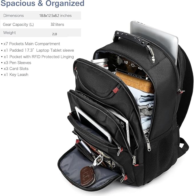 Boavan Laptop Backpack for men, 17.3 inch Laptop Bag - Image 5