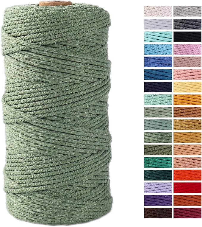 Avocado Green Macrame Cord 3mm x 109Yards, Colored Cotton Rope Craft Cord by AestheticDesignforYou