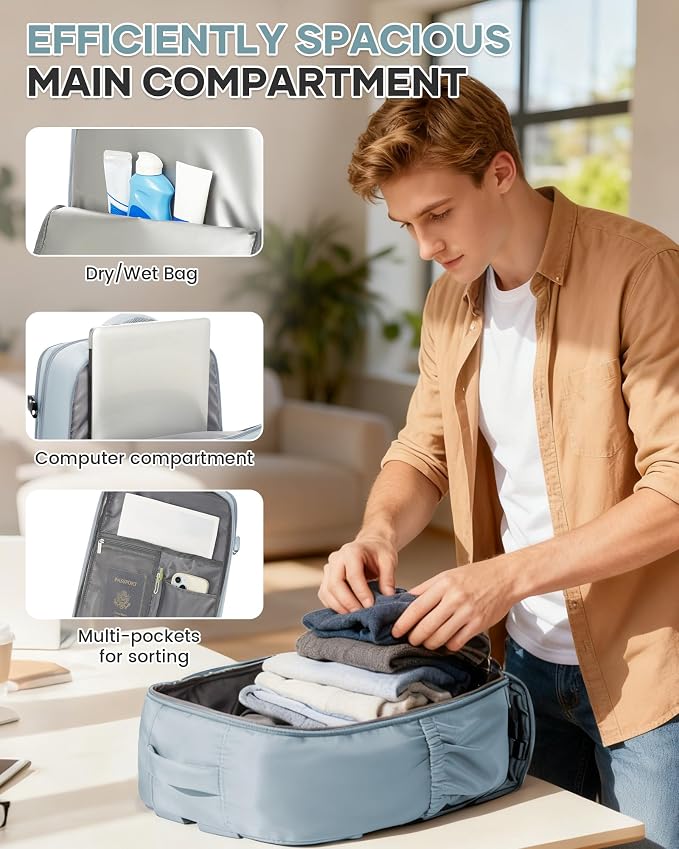 WONHOX Large Travel Backpack Carry on Flight Approved Laptop Work Business - Image 7