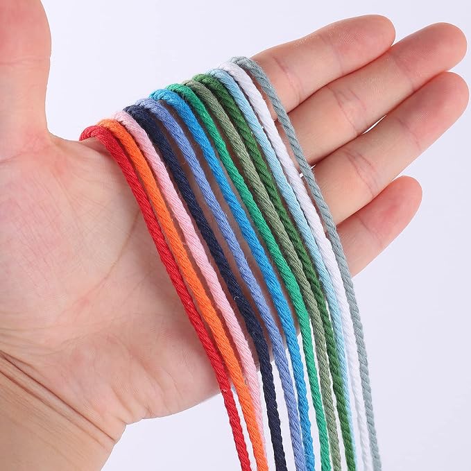 Sky Blue Macrame Cord 3mm x 109Yards, Colored Cotton Rope Craft Cord Colorful - Image 2