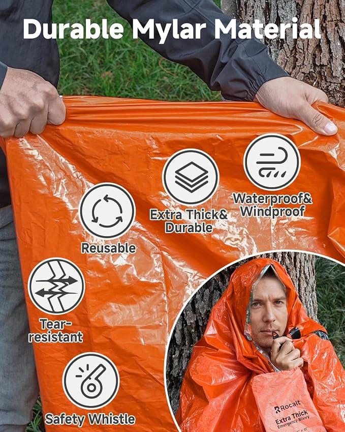 Rocalt Emergency Sleeping Bag | Ultralight Mylar Emergency Blanket, Extra Thick - Image 4