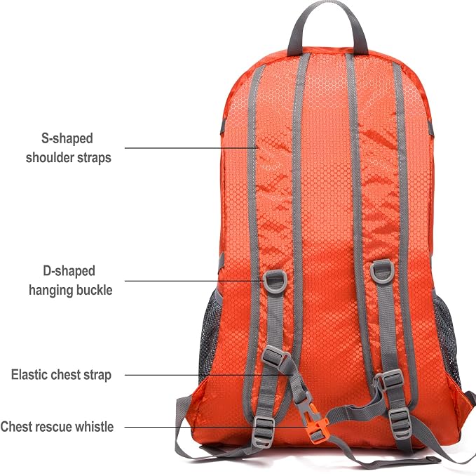 Lightweight Foldable Hiking Backpack 40L, Ripstop Nylon Packable Travel Daypack - Image 4