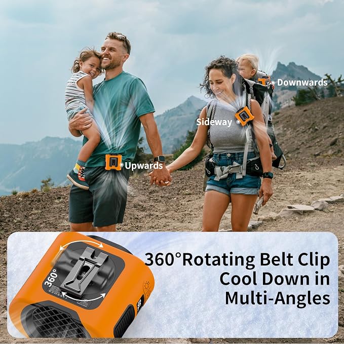 Socool 14500mAh Portable Waist Fan Clip on Belt 360 Rotation Wearable - Image 5