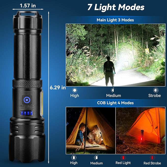 Sigoobal Flashlight LED Rechargeable Flashlights High Lumens, 000 LM Super - Image 7