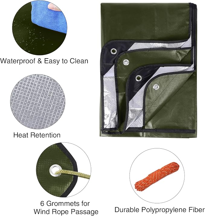 RedSwing 4 Pack Heavy Duty Waterproof Emergency Thermal Tarp, Insulated - Image 4