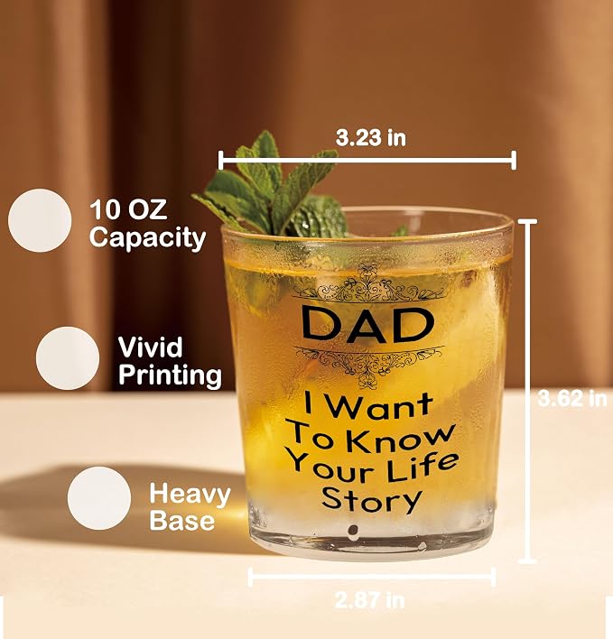 Nogrit Dad Whiskey Glasses 10 oz, Best Dad Gifts - Image 2