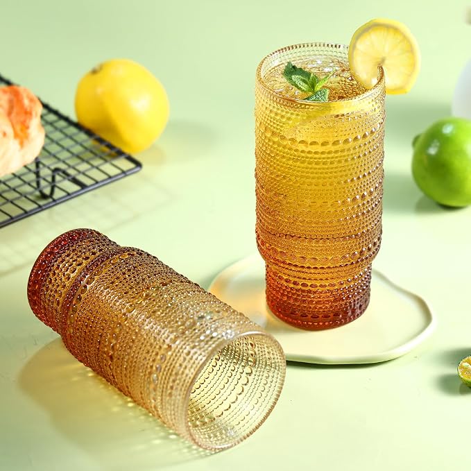 Large Capacity 16 oz Hobnail Drinking Glasses Set of 6, Vintage Glassware - Image 5