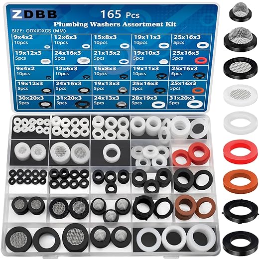 ZDBB 165 PCS Plumbing Hose Rubber Washers Assortment Set by ZDBB