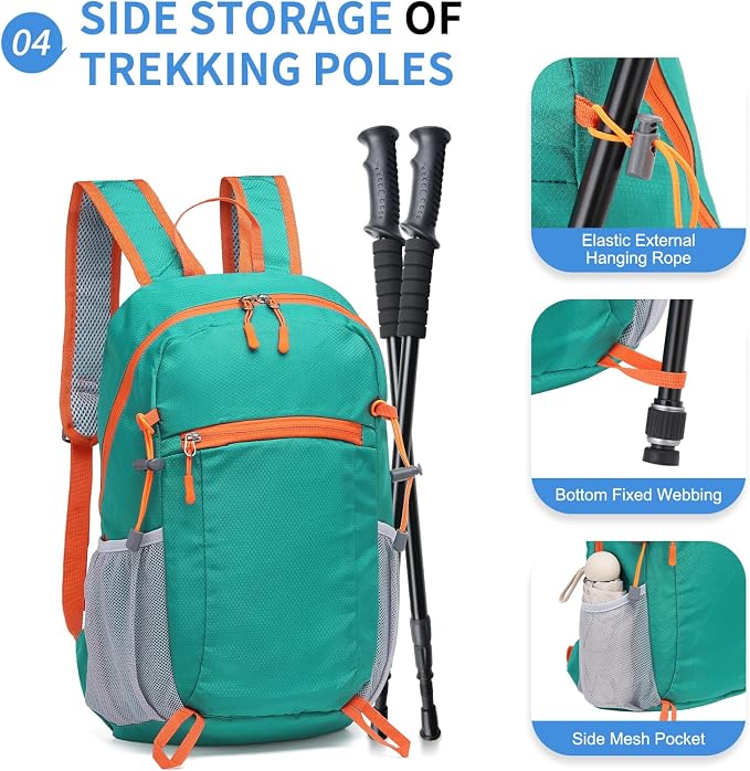 Hiking Daypack Packable, Camping Backpack Water Resistant Lightweight Polyester - Image 5