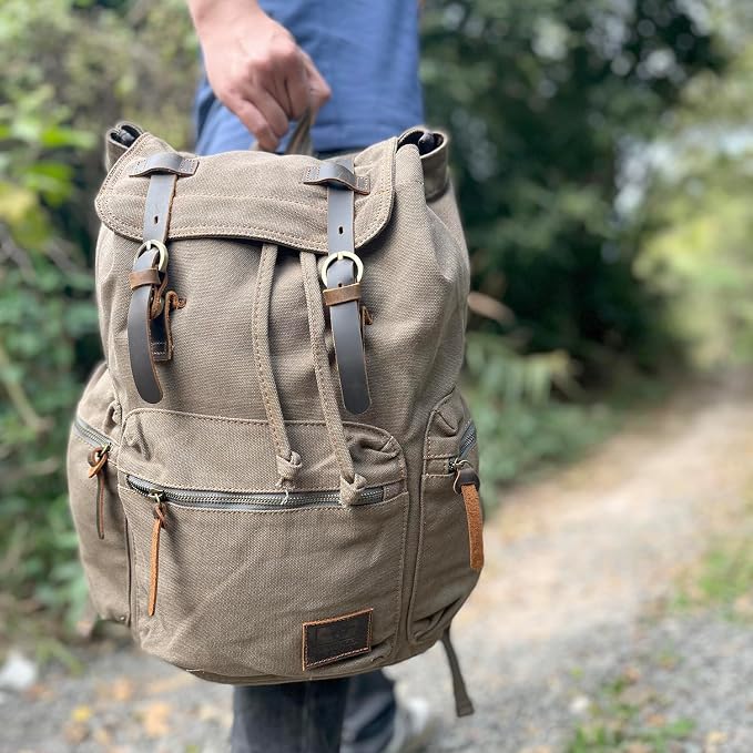 AUGUR High Capacity Canvas Vintage Backpack - Image 4
