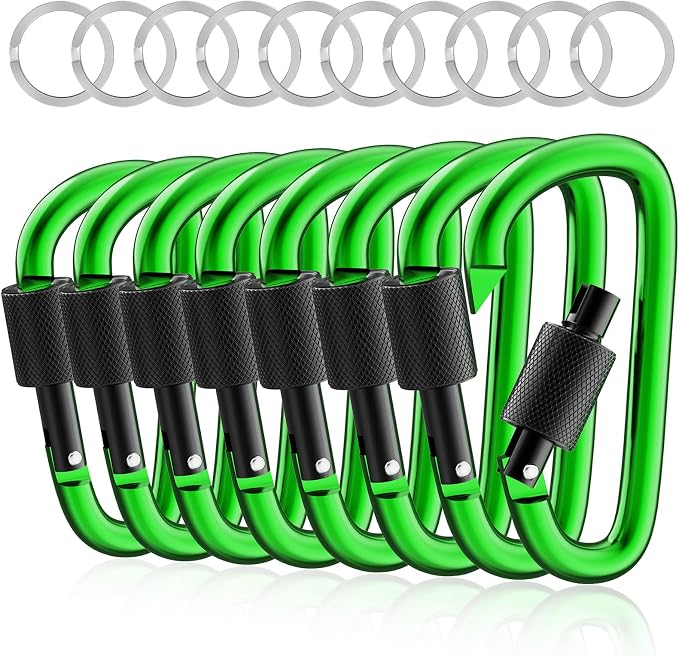 sprookber 3" Locking Carabiners | Keychain Carbineers D Ring Key Clip Spring by Sprookber