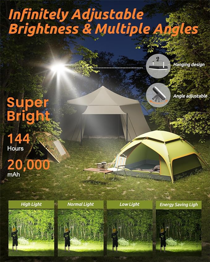 Eventek LED Camping Lantern Rechargeable, 20000mAh Portable Camping Lights up - Image 2