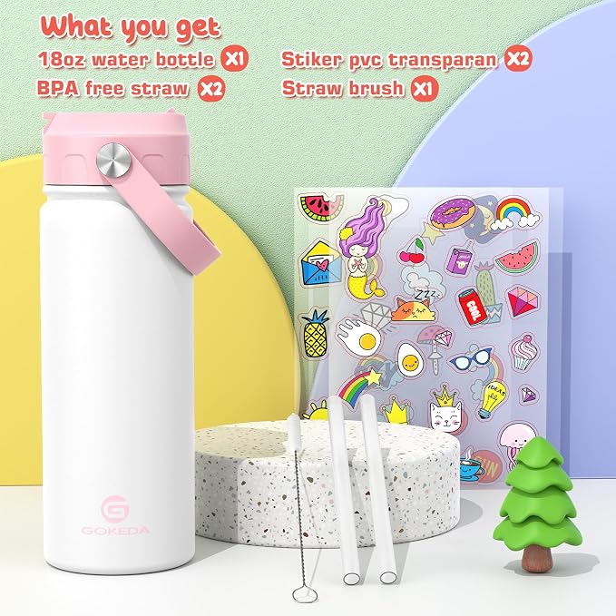 18oz Kids Water Bottle, Insulated Water Bottles - Image 3