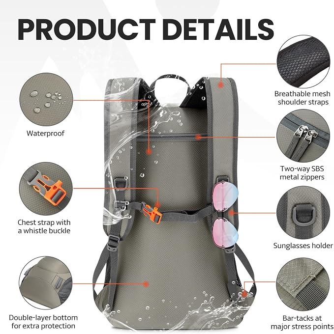 Venture Pal 40L Lightweight Packable Travel Hiking Backpack Daypack - Image 4