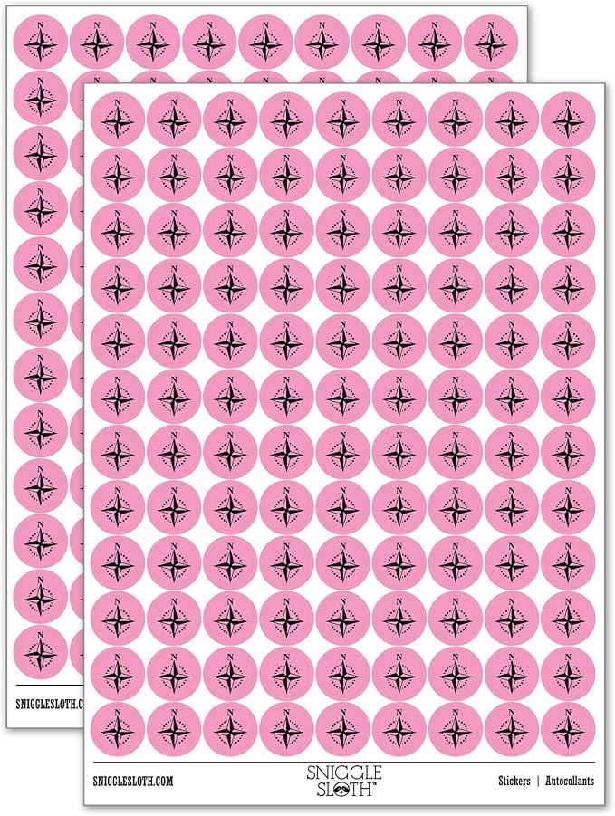 Compass Rose Nautical Star Navigation Map 200+ Round Stickers by Sniggle+Sloth