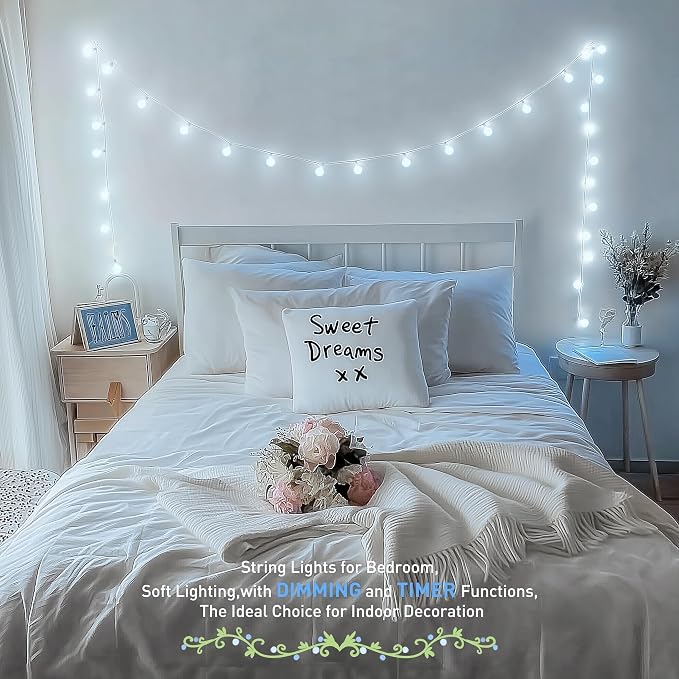 JMEXSUSS 100 LED White String Lights Indoor, Connectable Globe String Lights - Image 8