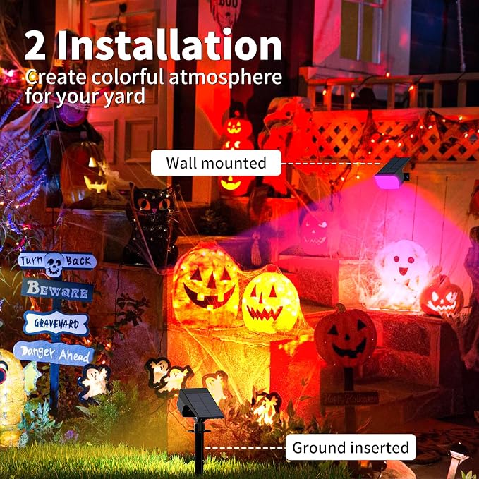 WENATY Solar Spot Lights Outdoor Color Changing, Christmas Landscape Spotlights - Image 3