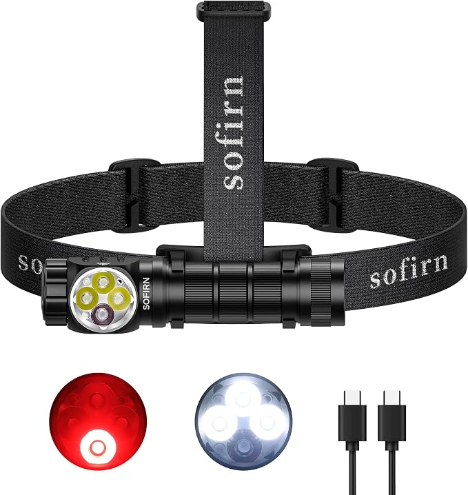 Sofirn HS43 Headlamp with Red Light, 3200 Lumen Rechargeable LED Headlamp by 77outdoor