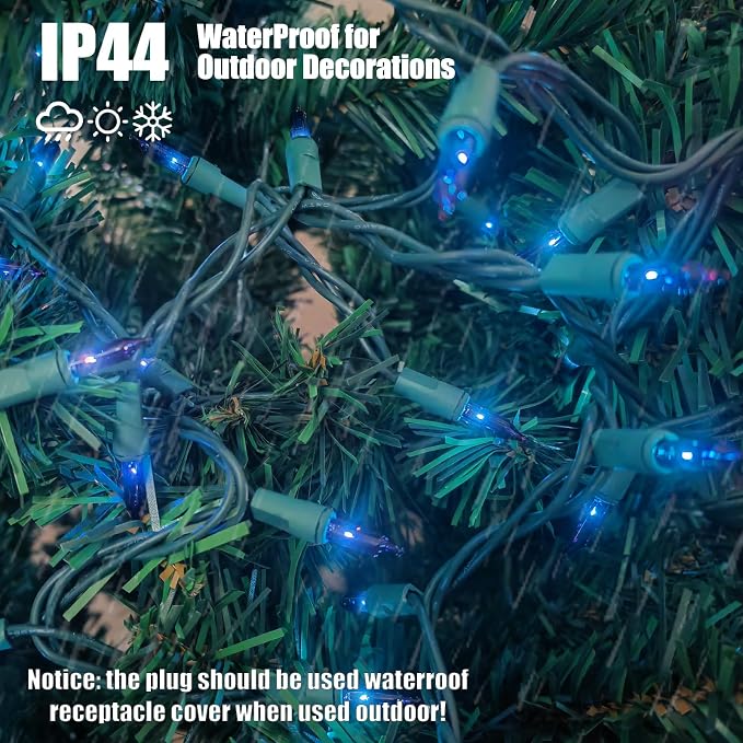 HISHINY Christmas Lights 100 Count Blue Christmas Tree String Lights - Image 3